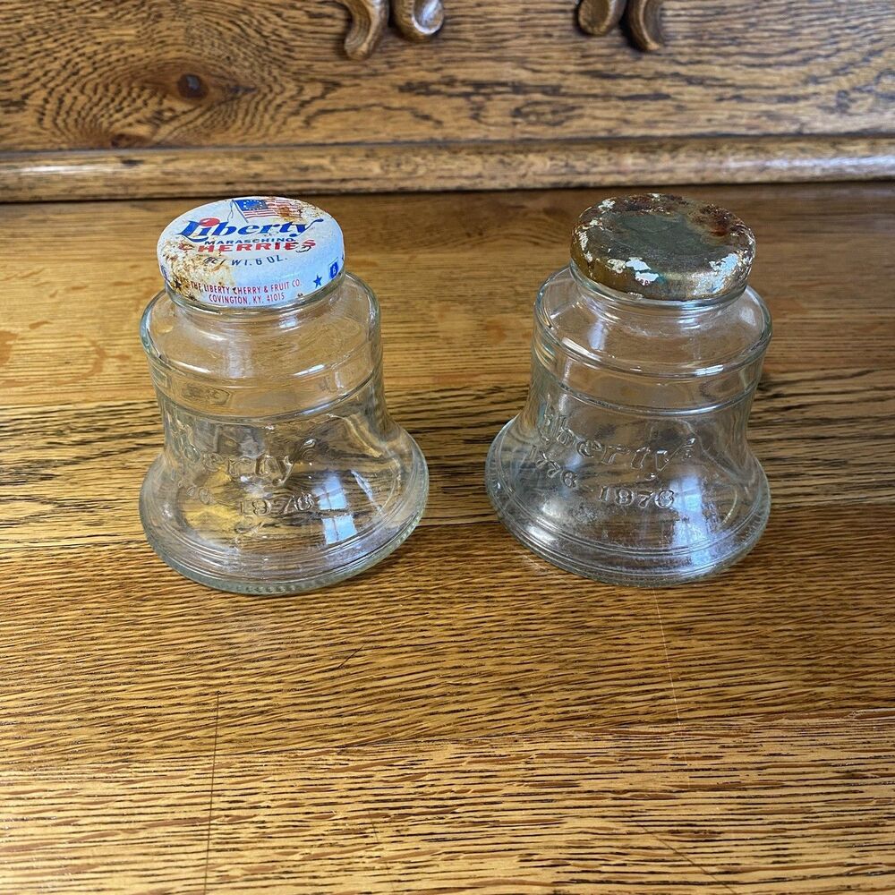 Vintage Bicentennial 1776-1976 Liberty Bell Cherry Jars W/Lids